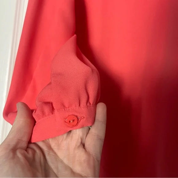 NWOT Adrianna Papell Vibrant Coral Blouse - Picture 3 of 8